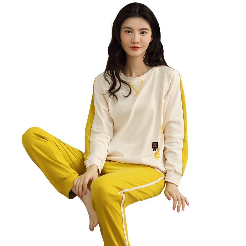 Women’s Pajamas Knitted Round Neck Loungewear Suit