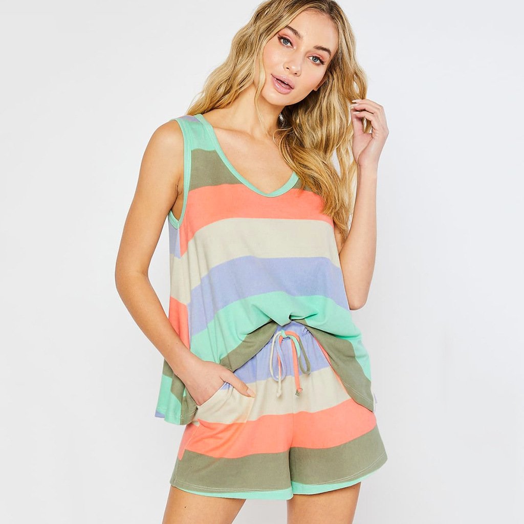 Womens Rainbow Set Night Lounge wear