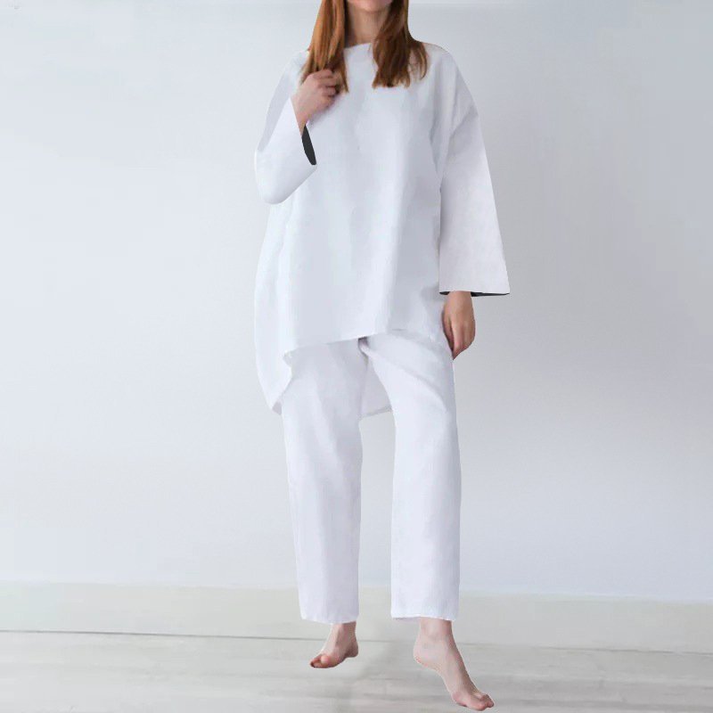 Women’s Loose Fitting Fashion Casual Cotton And Linen Two Sets