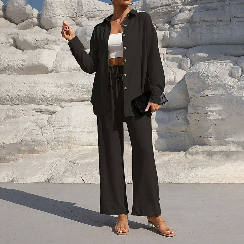 Women’s Solid Color Lapel Lounge Wear