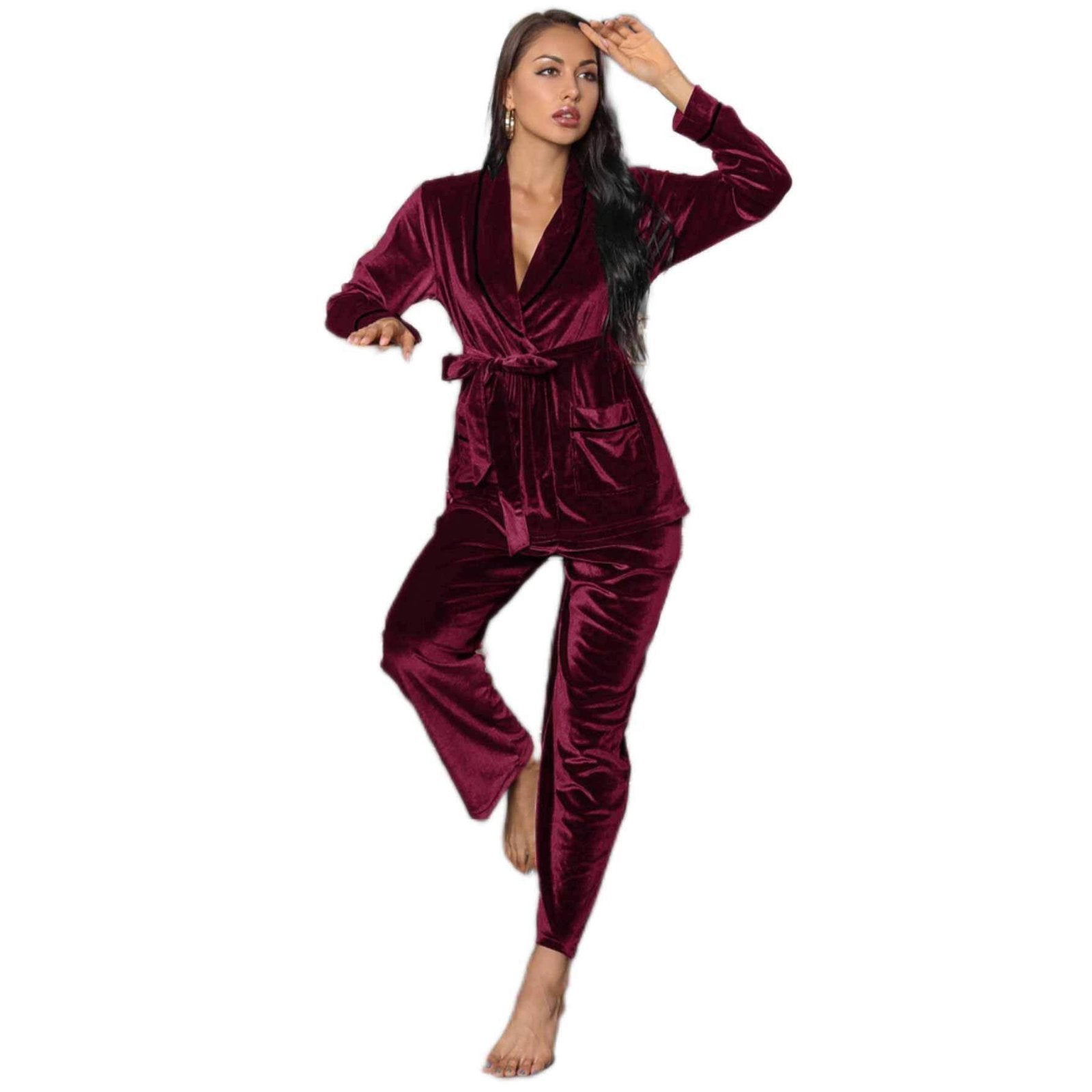 Women’s Pajamas Fleece-lined Thickened Loungewear Suit