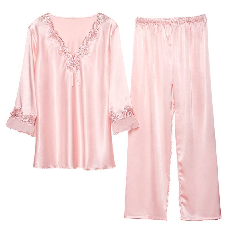 Women’s Silk Solid Color Loungewear Robe Set