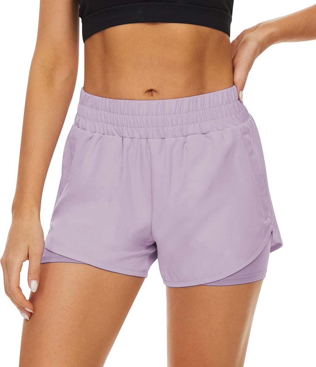 2 pack athletic shorts for women quick dry running shorts with pockets high waisted workout gym sports shorts