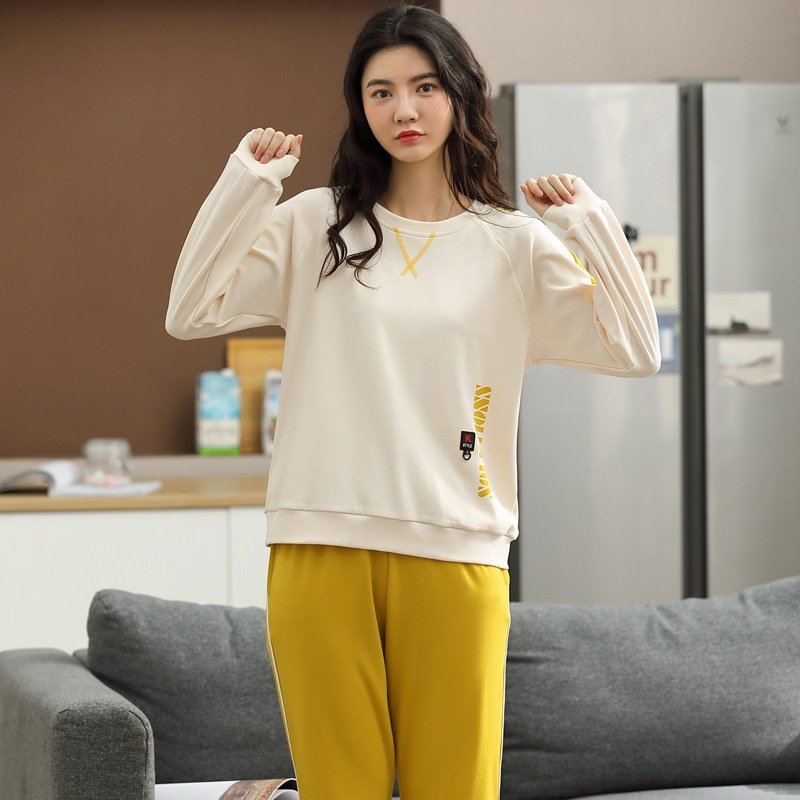 Women’s Pajamas Knitted Round Neck Loungewear Suit