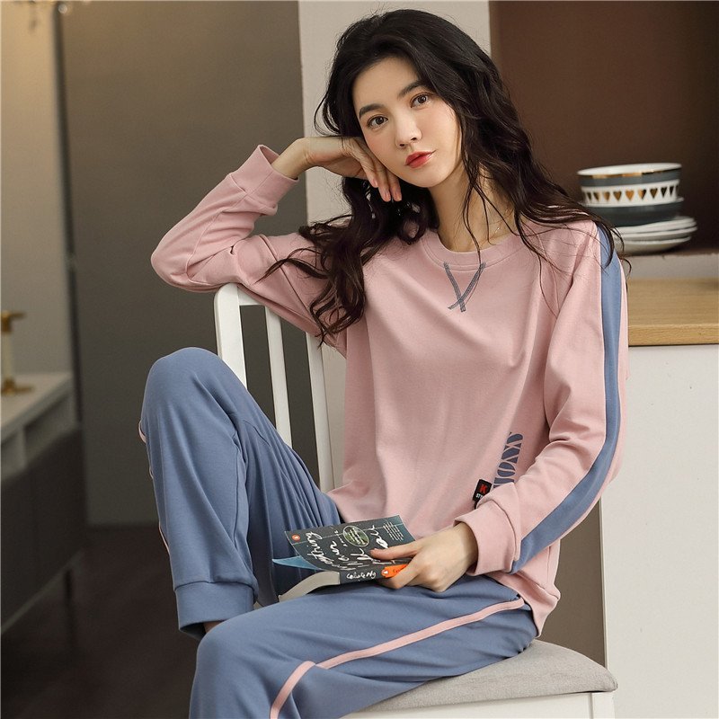 Women’s Pajamas Knitted Round Neck Loungewear Suit