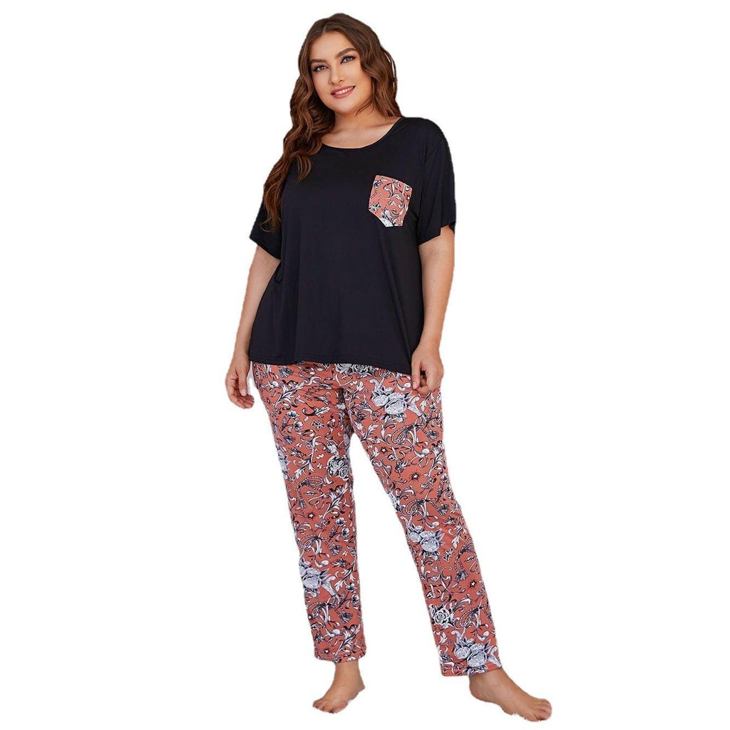 Women’s Fashion Short Sleeve Printed Pants Loungewear Set