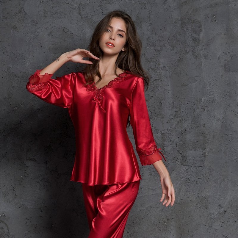Women’s Silk Solid Color Loungewear Robe Set