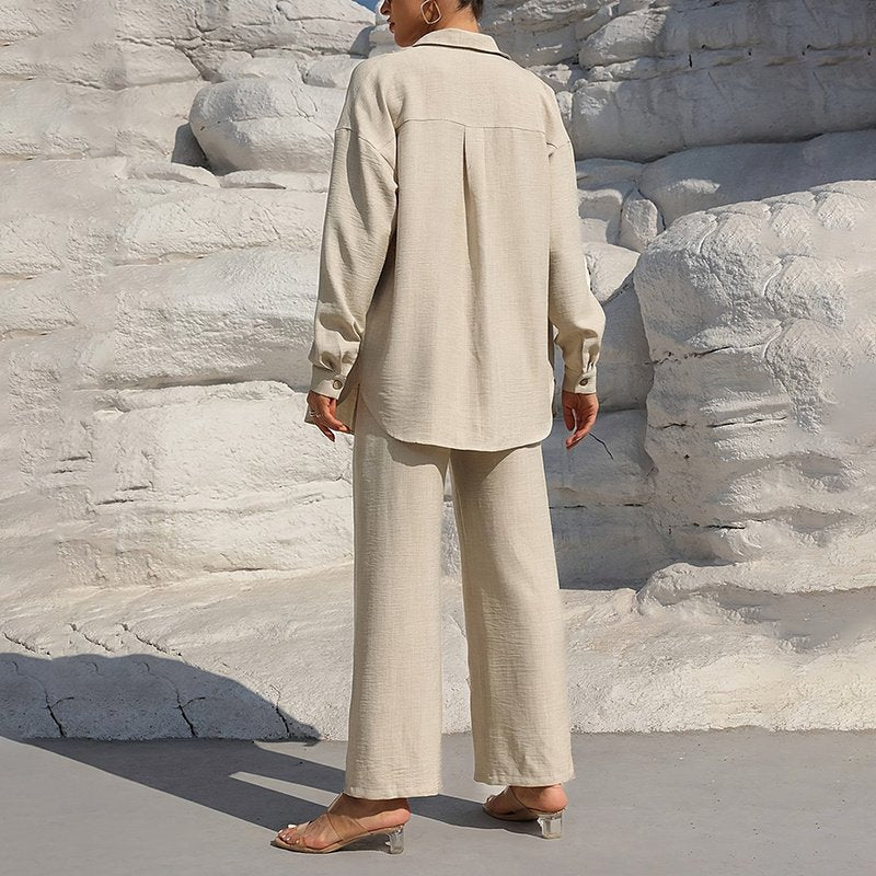 Women’s Solid Color Lapel Lounge Wear