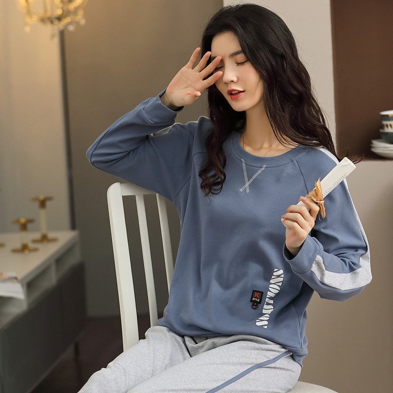 Women’s Pajamas Knitted Round Neck Loungewear Suit
