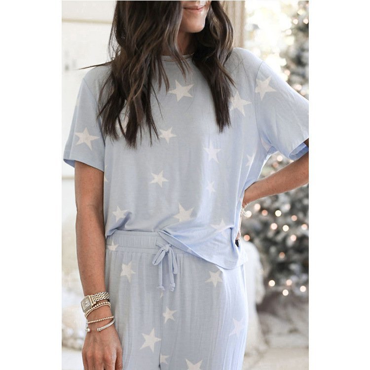 Women’s Printed Short Sleeve Two Piece Loungewear