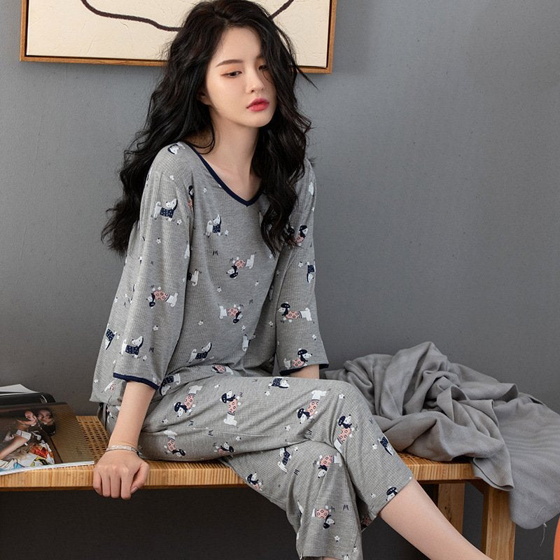 Women’s Modal Short Sleeve Cropped Pants Loungewear Set