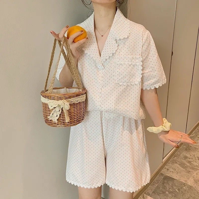 Women’s New Loose Simple Polka Dot Loungewear Suit